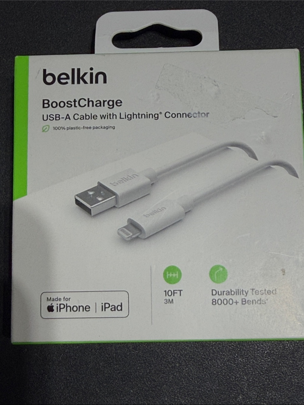 belkin BoostCharge USB-A to Lightning Cable in white